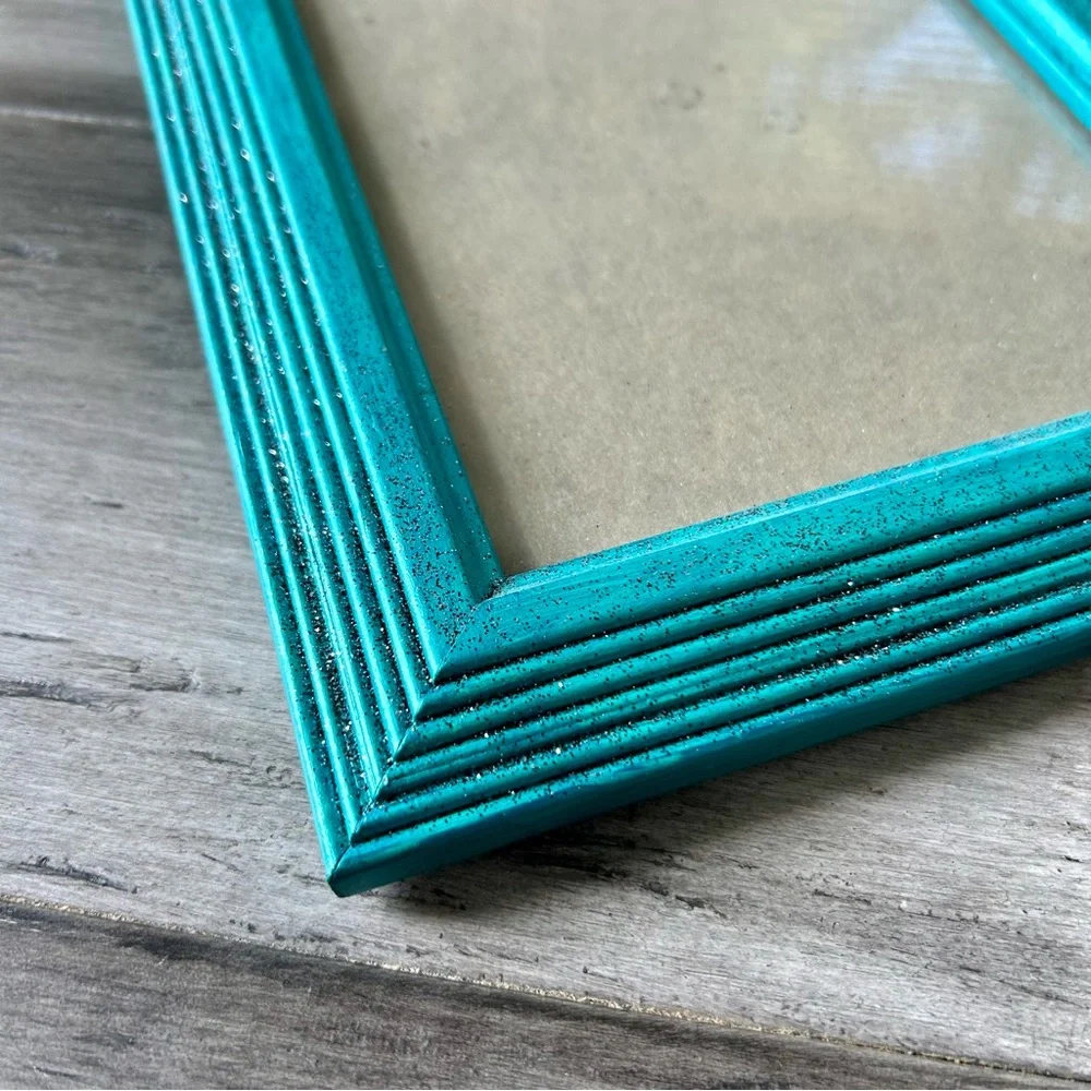 💸 5/20 Hand-painted Teal Turquoise Glitter Picture Frame 5 x 7